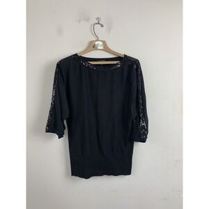 Talbots Womens Sweater Small Party Black Sequin Date Night Cotton Blend Evening